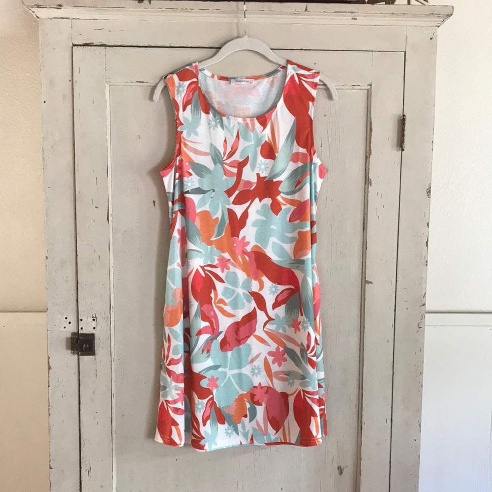 Floral Sleeveless Dress - Multi Colored